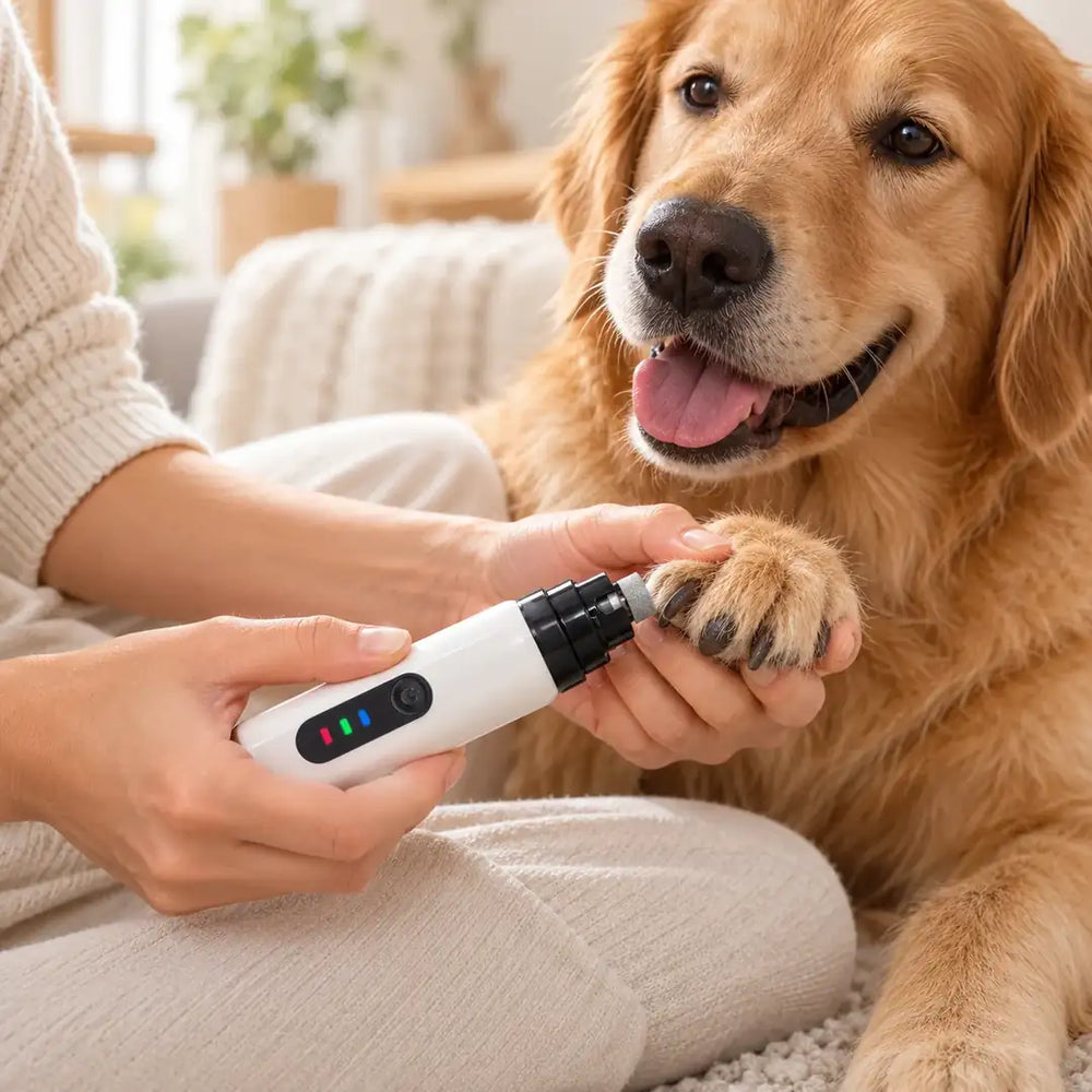 Lima de Uñas Eléctrica Silenciosa para Perros y Gatos en uso