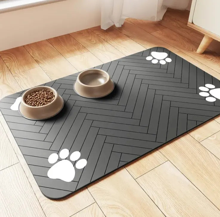 Alfombrilla Absorbente de Secado Rápido para el Comedero – Negro / 30×40 cm