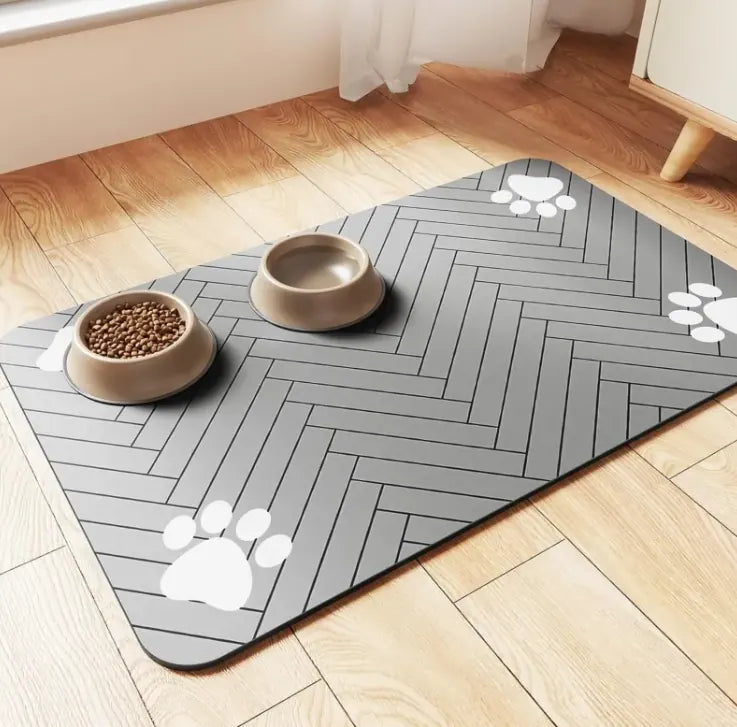 Alfombrilla Absorbente de Secado Rápido para el Comedero – Gris / 30×40 cm