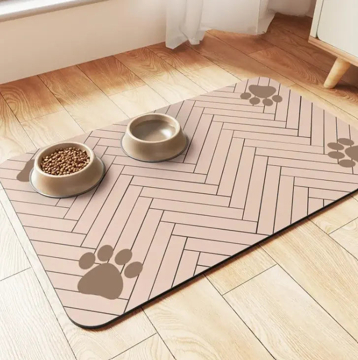Alfombrilla Absorbente de Secado Rápido para el Comedero – Marrón claro / 30×40 cm