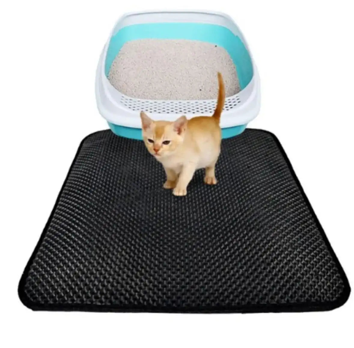Alfombrilla Atrapa Arena para el Arenero del Gato – Negro plegable / 46×60 cm