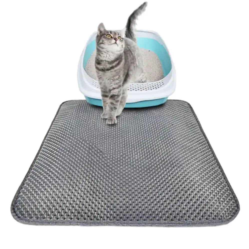 Alfombrilla Atrapa Arena para el Arenero del Gato – Gris plegable / 46×60 cm
