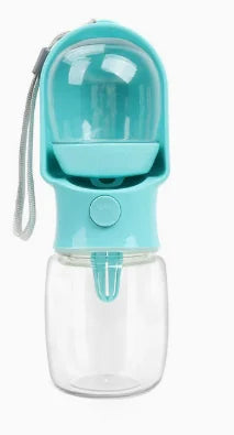 Botella de Agua para Paseos con Bebedero Integrado – Azul (nuevo modelo) / Agua 320 ml + comida 180 ml