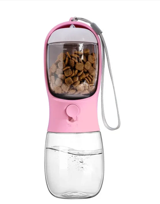 Botella de Agua para Paseos con Bebedero Integrado – Rosa / 300 ml