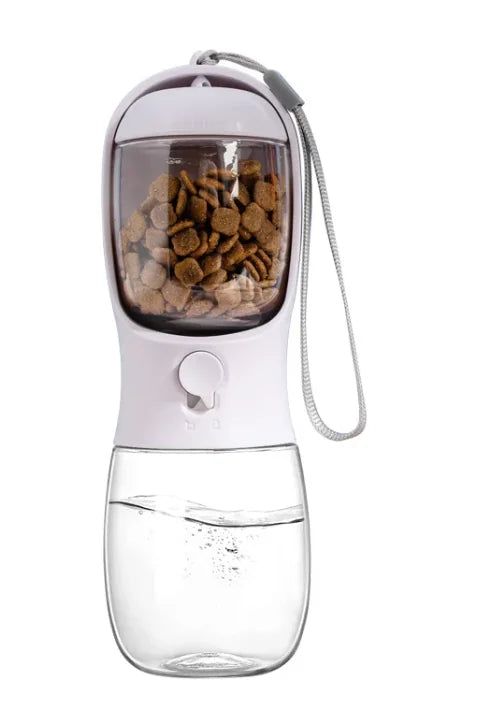 Botella de Agua para Paseos con Bebedero Integrado – Blanco / 300 ml