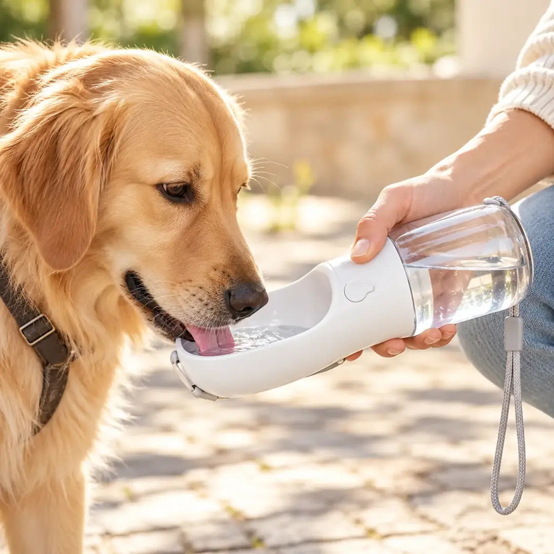 Botella de Agua para Paseos con Bebedero Integrado en uso