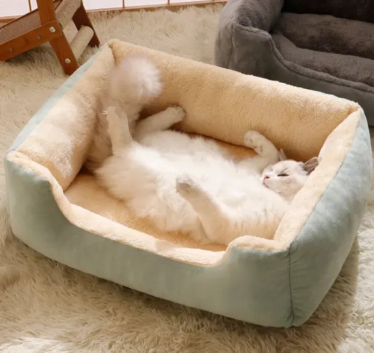 Cama Desenfundable y Lavable para Perros y Gatos – Verde / S · 45×30×12 cm