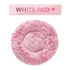 Cama Donut de Pelo Suave para Acurrucarse – Blanco y rojo / S