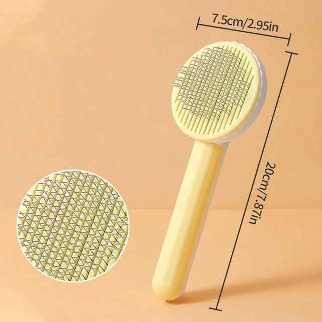 Cepillo Quitapelos Autolimpiable para Perros y Gatos – Amarillo