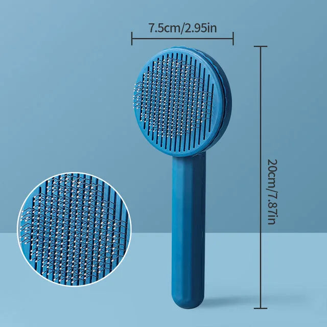 Cepillo Quitapelos Autolimpiable para Perros y Gatos – Azul marino