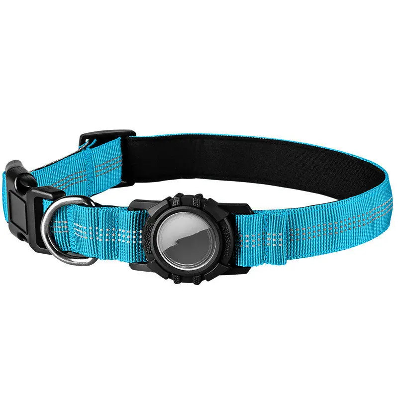 Collar Reflectante con Funda para AirTag – Azul lago / S
