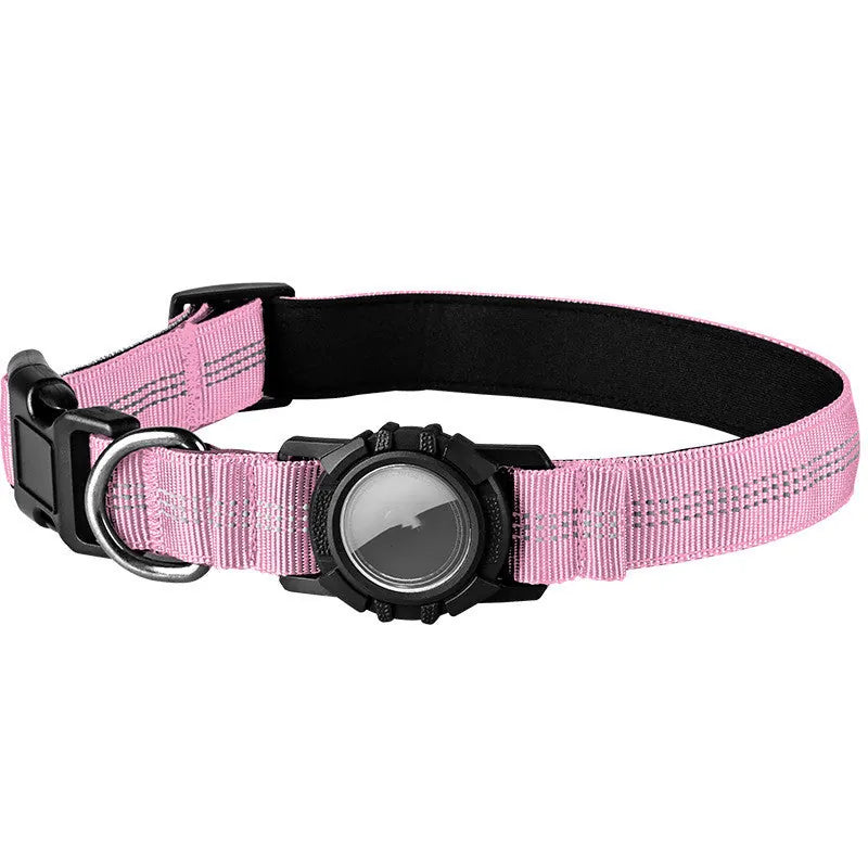 Collar Reflectante con Funda para AirTag – Rosa / S
