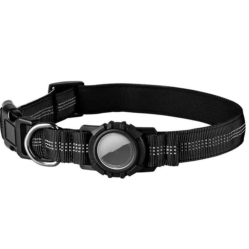 Collar Reflectante con Funda para AirTag – Negro / S