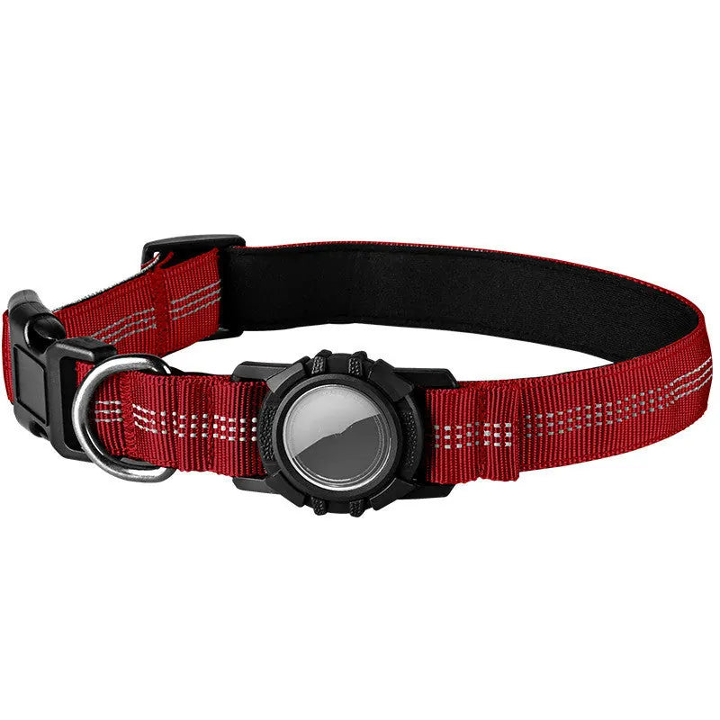 Collar Reflectante con Funda para AirTag – Granate / S