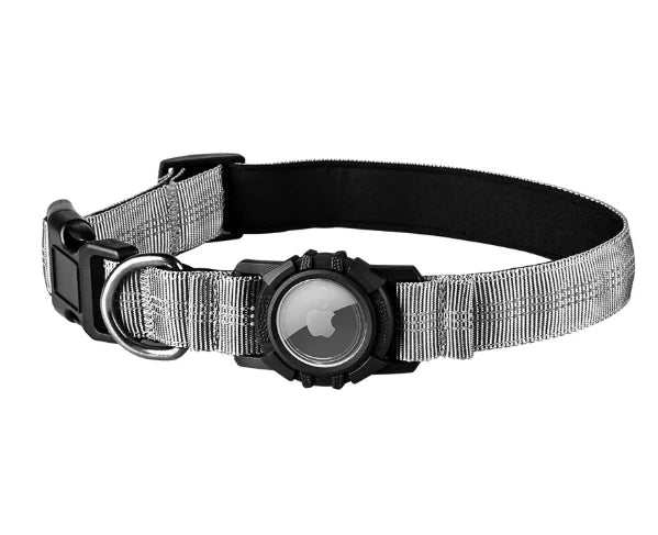 Collar Reflectante con Funda para AirTag – Plata (nuevo) / M