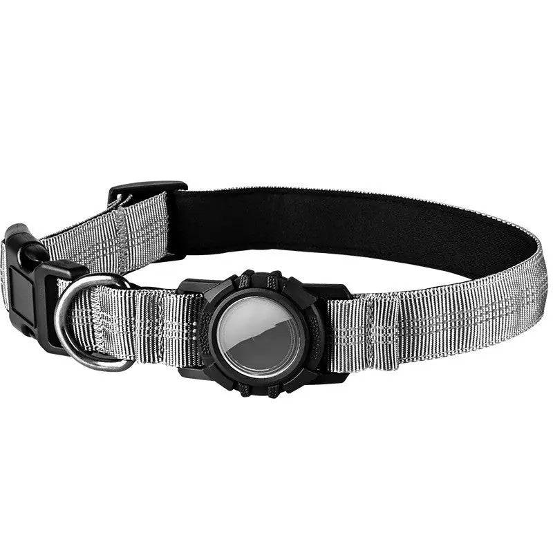Collar Reflectante con Funda para AirTag – Plata / S