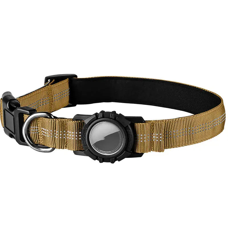 Collar Reflectante con Funda para AirTag – Marrón / S