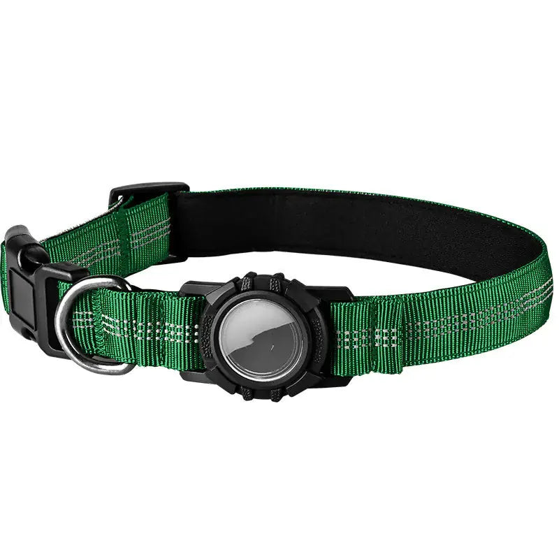 Collar Reflectante con Funda para AirTag – Verde / S