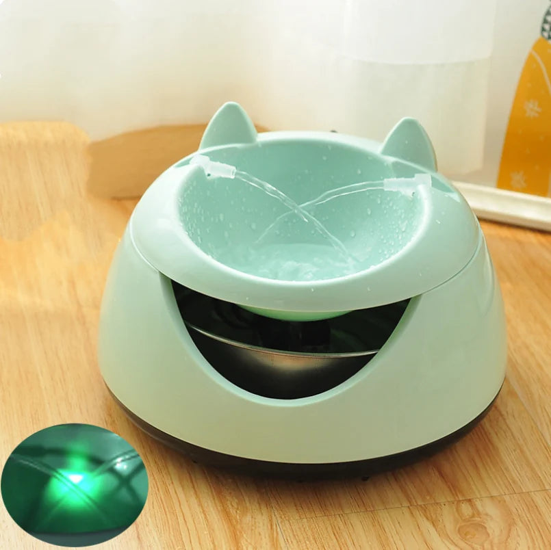 Fuente de Agua Silenciosa USB para Gatos y Perros – Verde / USB